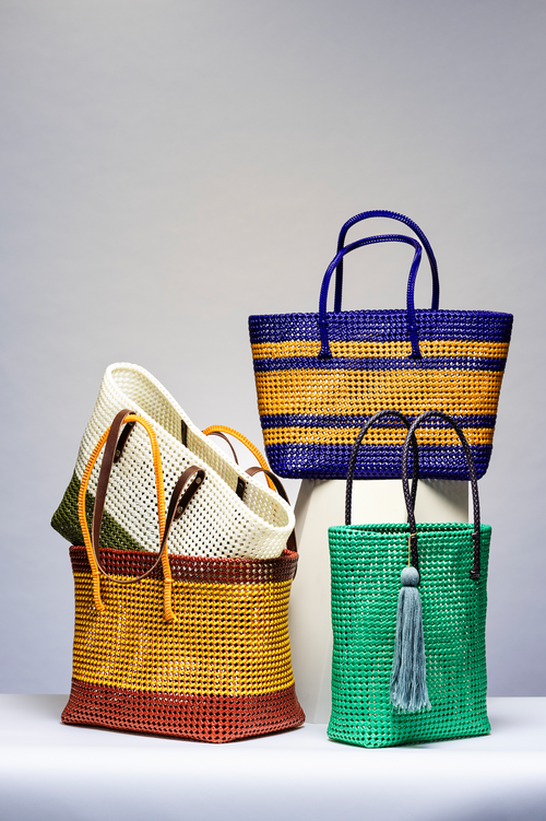 pile of basket and tote bag colourful